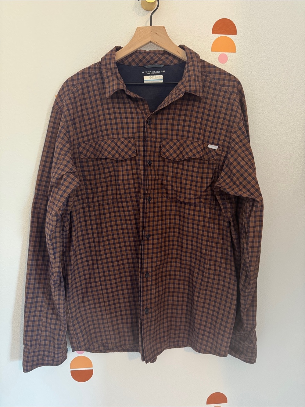 Columbia Navy and Brown Plaid Lined Jacket N0139